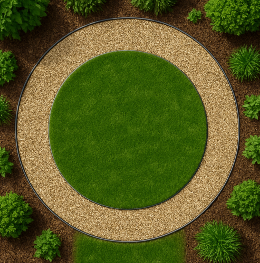 Annular walkway gravel calculator illustration