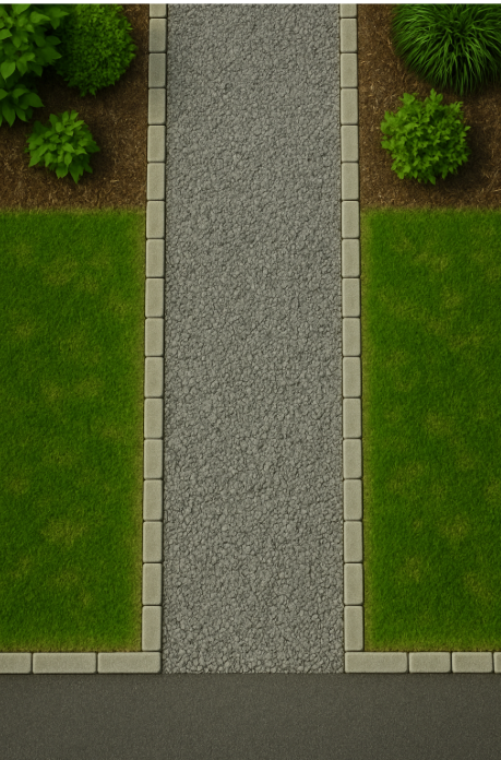 304 gravel calculation illustration for square and rectangular paths.